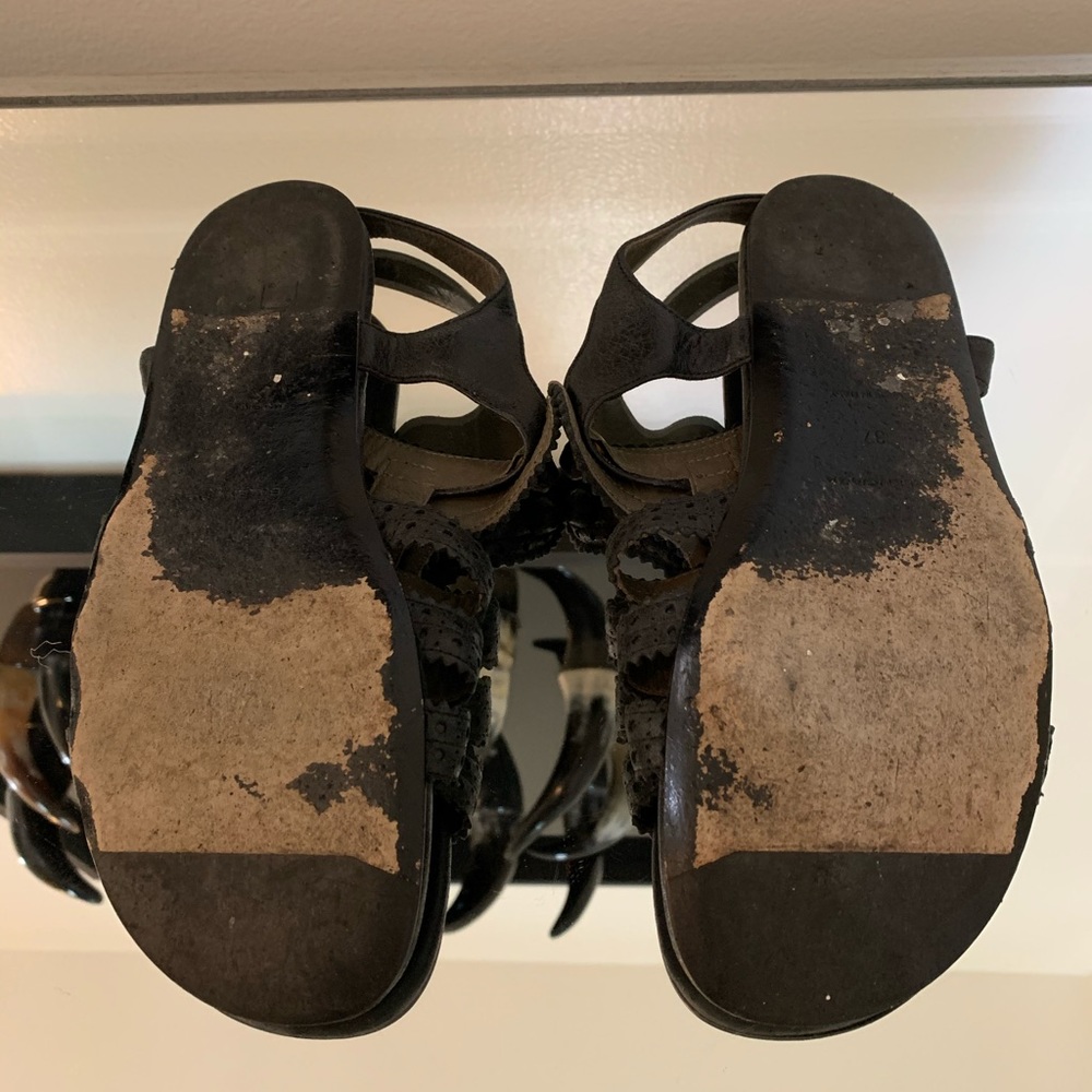 Balenciaga black leather studded flat sandals 37 - Picture 3 of 3